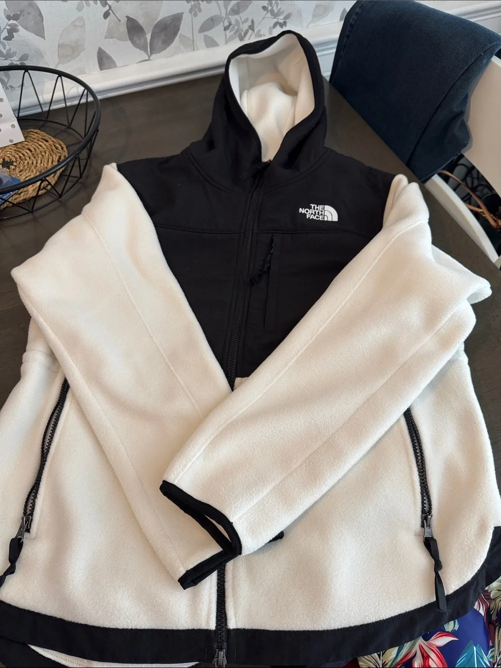 The North Face Black & White Hooded Fleece Jacket